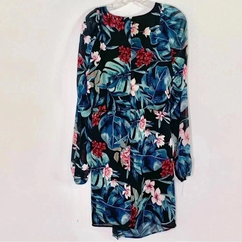 NWT Guess Rhodes Jungle Floral-Print Fit & Flare Dress sz L 12-14 - Picture 4 of 9